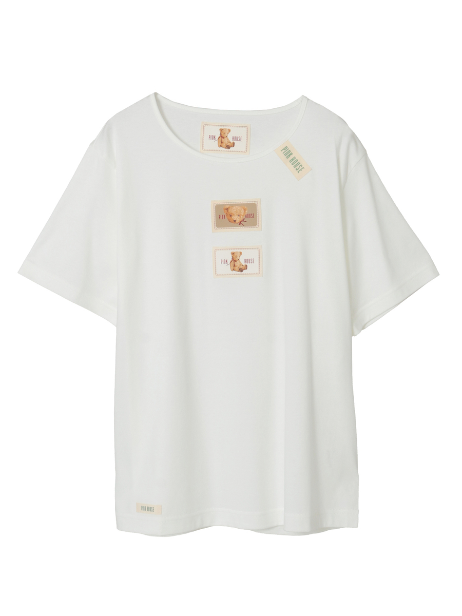 テディベア刺繍ギンガムチェックバンダナ付きカットソー 詳細画像 ブルー 11