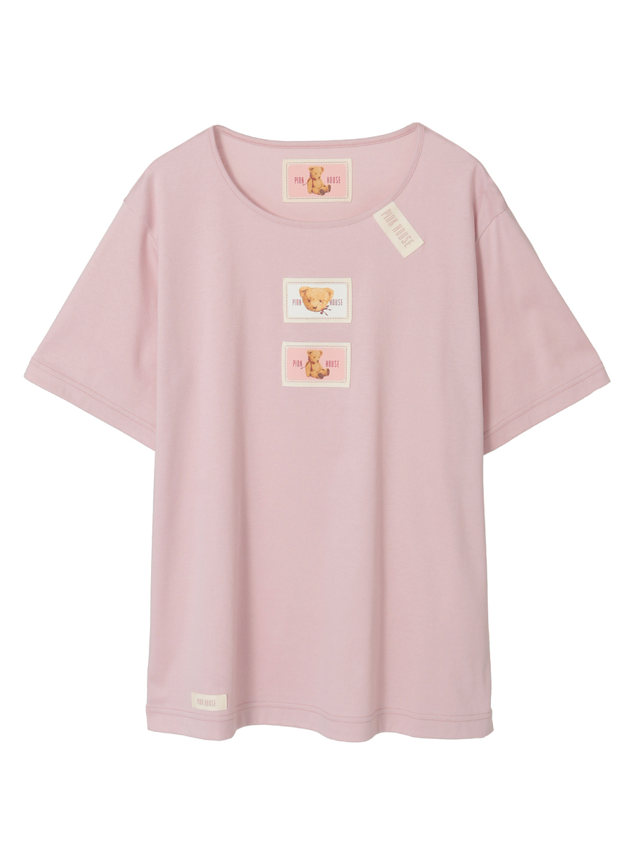 テディベア刺繍ギンガムチェックバンダナ付きカットソー 詳細画像 ブルー 12