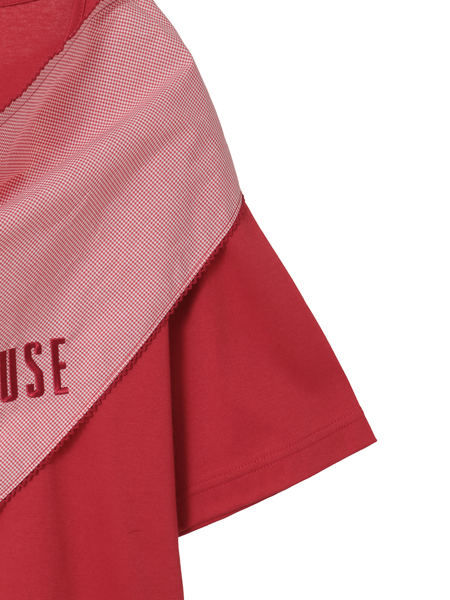 テディベア刺繍ギンガムチェックバンダナ付きカットソー 詳細画像 ブルー 4