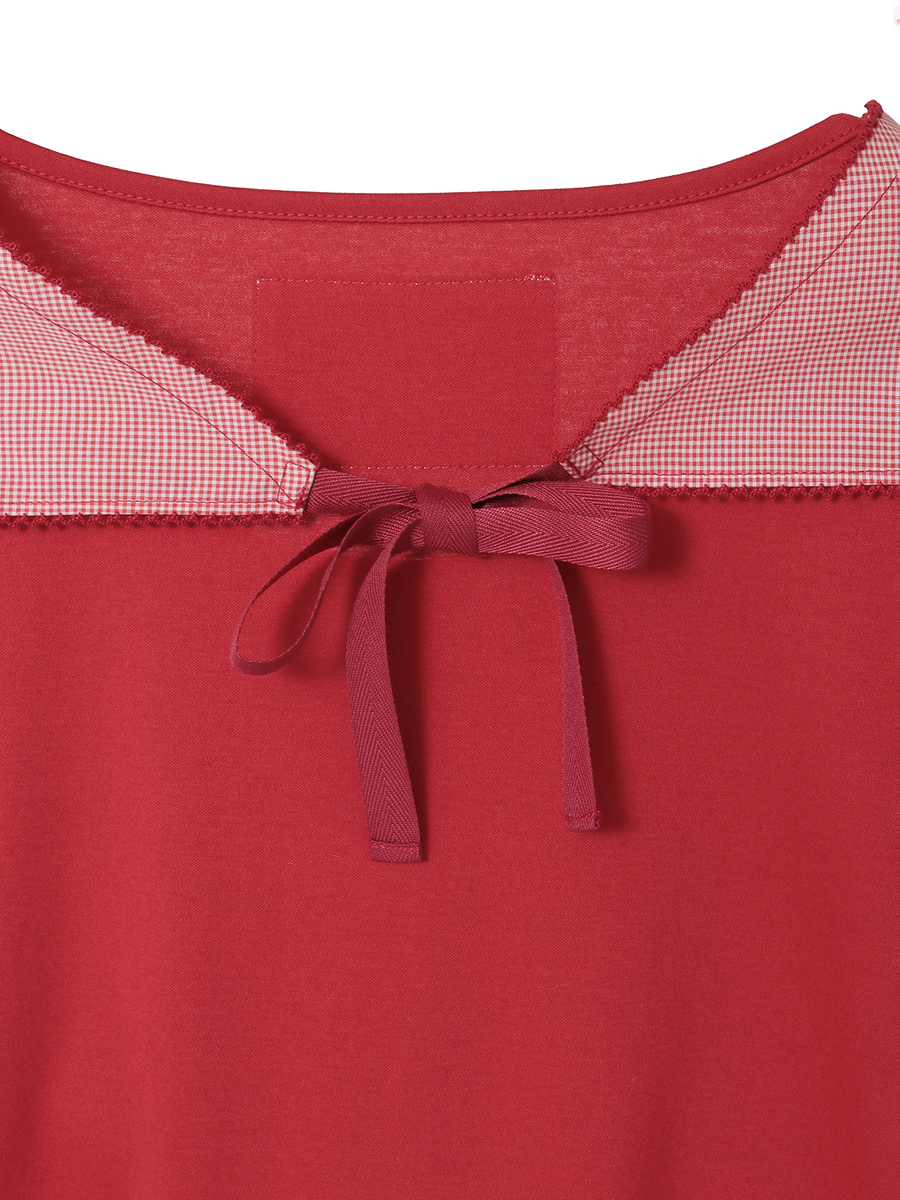 テディベア刺繍ギンガムチェックバンダナ付きカットソー 詳細画像 ブルー 7