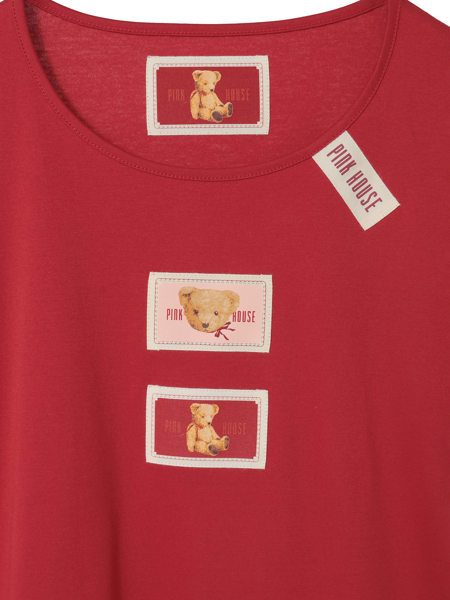 テディベア刺繍ギンガムチェックバンダナ付きカットソー 詳細画像 ブルー 8