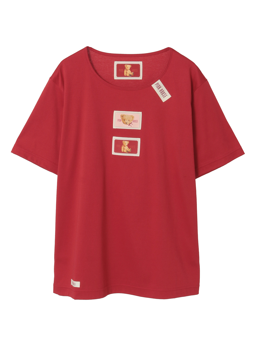 テディベア刺繍ギンガムチェックバンダナ付きカットソー 詳細画像 ブルー 9