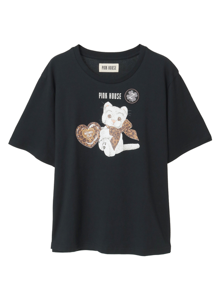 PINK HOUSE×Momoclo テディ＆ネコプリントカットソー