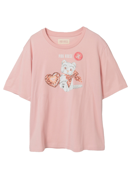 PINK HOUSE×Momoclo テディ＆ネコプリントカットソー