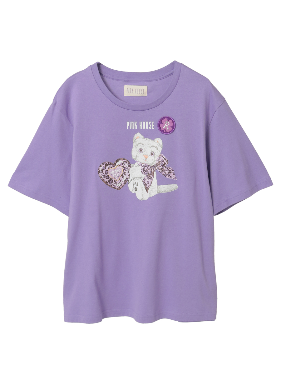 PINK HOUSE×Momoclo テディ＆ネコプリントカットソー 詳細画像 クロ・ネコ 1