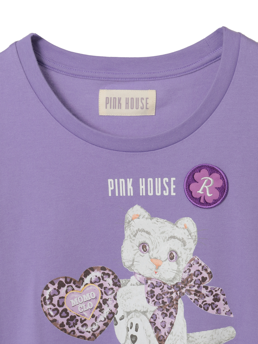 PINK HOUSE×Momoclo テディ＆ネコプリントカットソー 詳細画像 クロ・ネコ 3