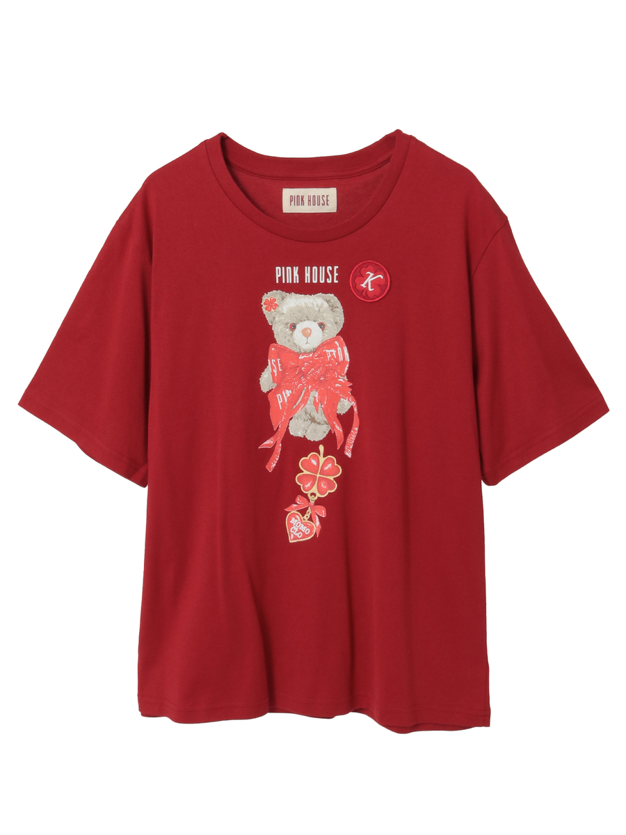 PINK HOUSE×Momoclo テディ＆ネコプリントカットソー 詳細画像 アカ・クマ 1