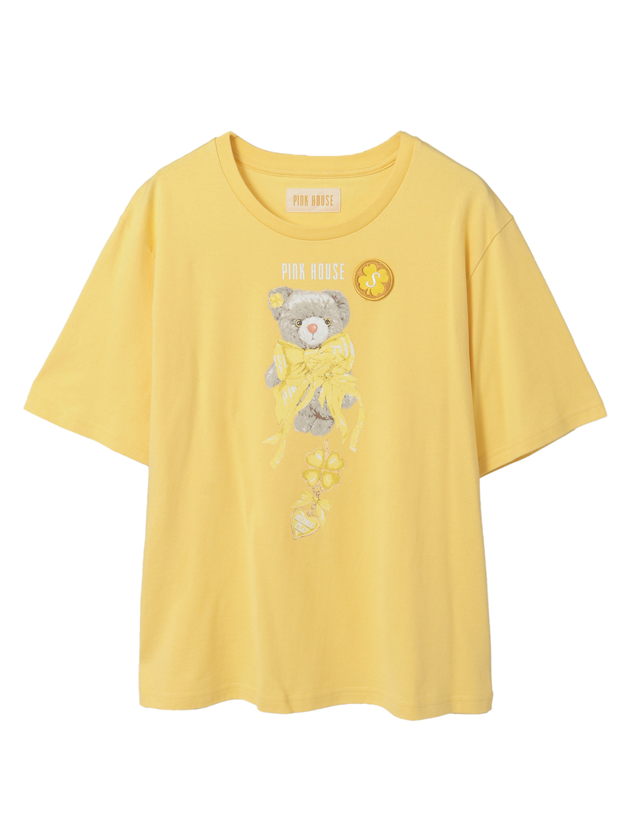 PINK HOUSE&times;Momoclo テディ＆ネコプリントカットソー 詳細画像 イエロー・クマ 1