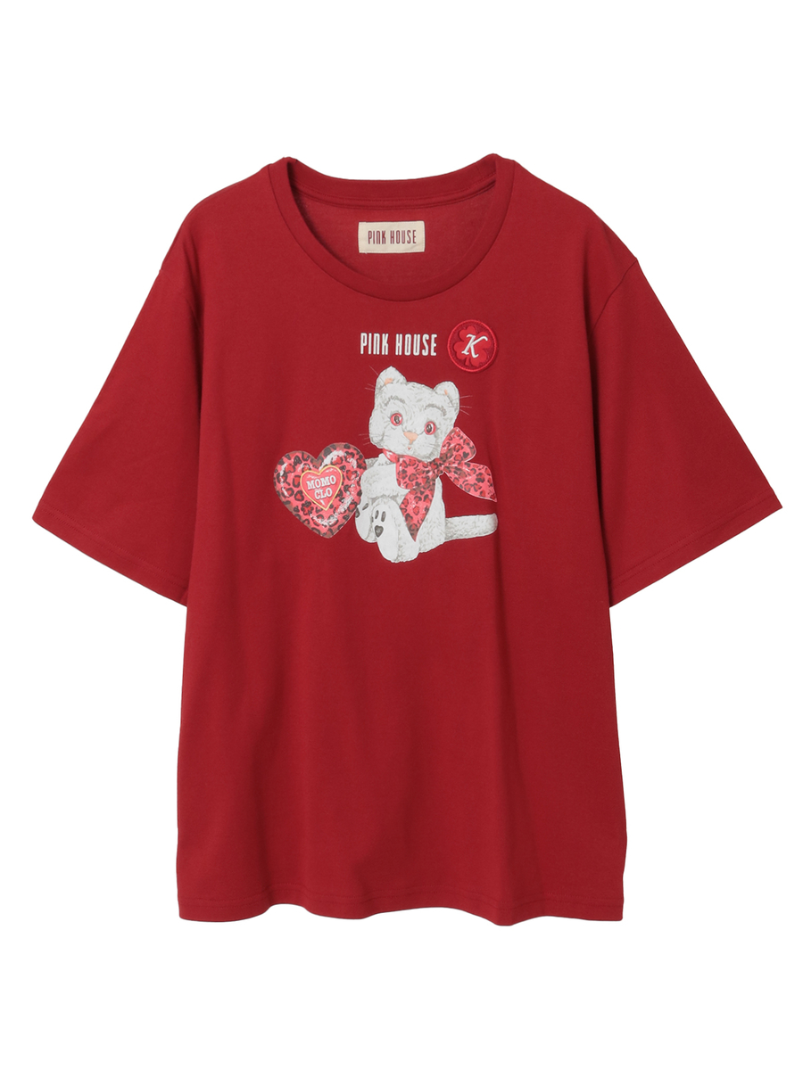 PINK HOUSE×Momoclo テディ＆ネコプリントカットソー 詳細画像 アカ・ネコ 1