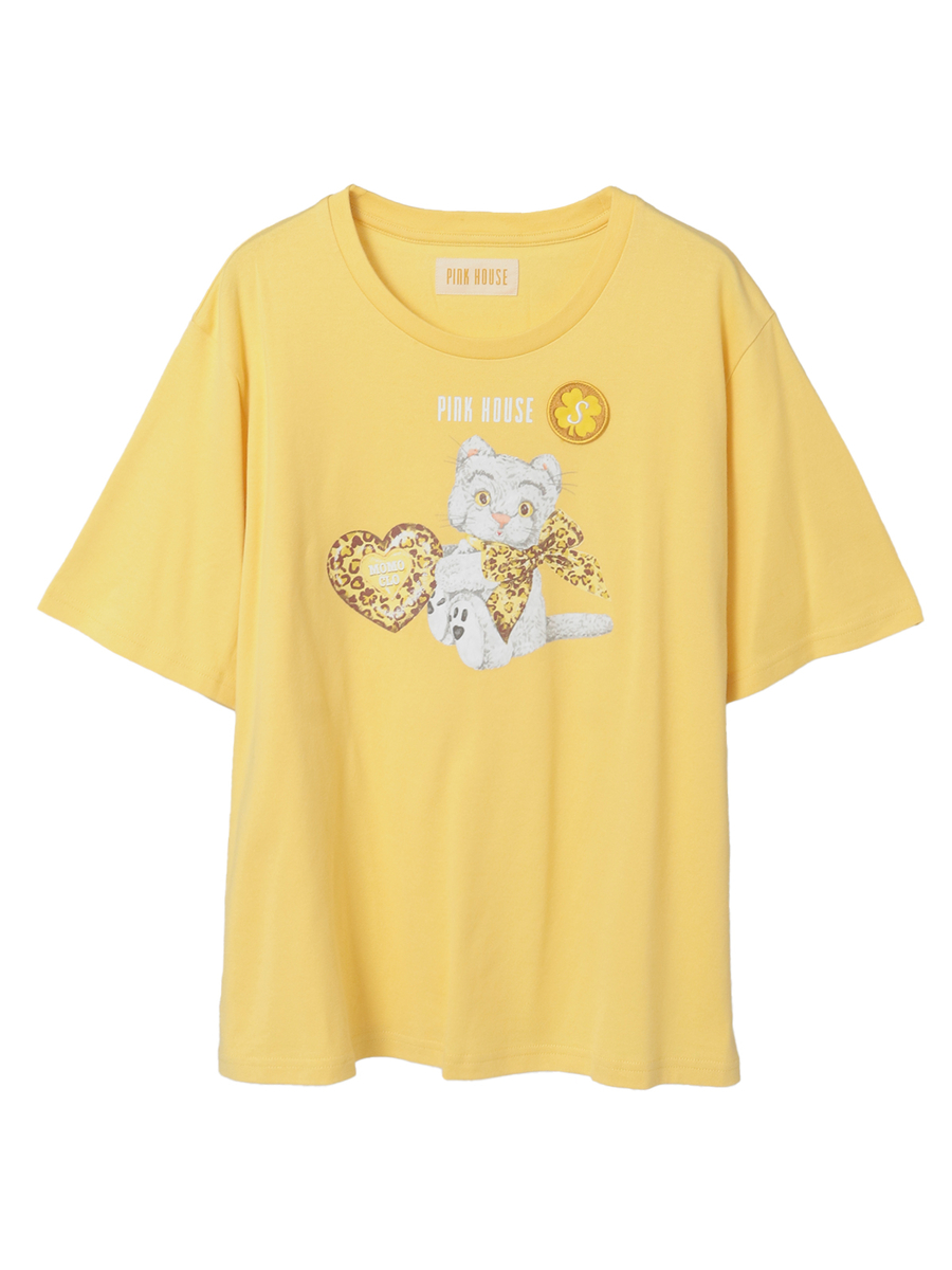 PINK HOUSE&times;Momoclo テディ＆ネコプリントカットソー 詳細画像 イエロー・ネコ 1