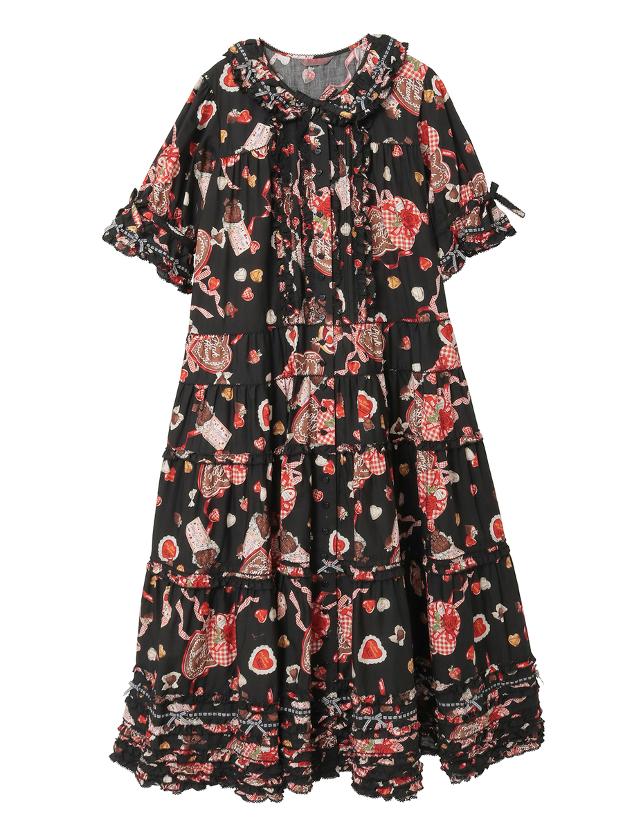 スウィートメモリーズプリントワンピース 詳細画像 ブラック 1