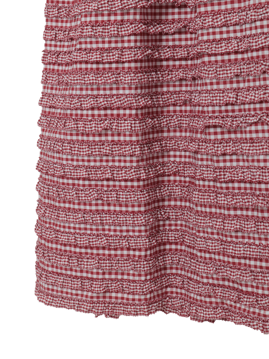 ギンガムチェックフリルワンピース 詳細画像 チョコレート 7