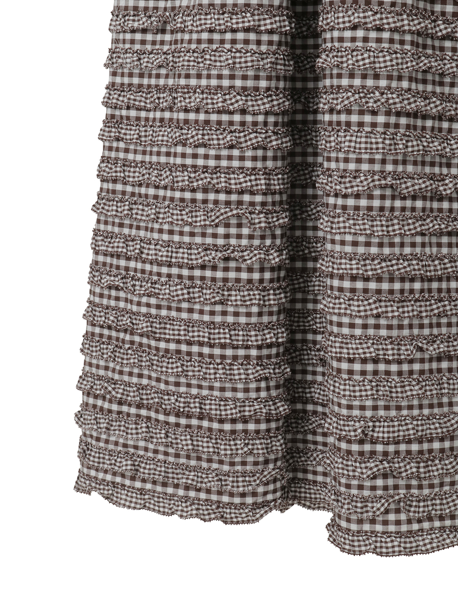ギンガムチェックフリルワンピース 詳細画像 チョコレート 9