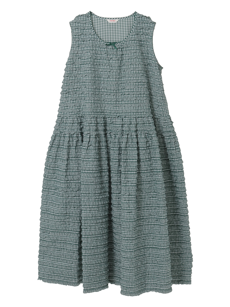 ギンガムチェックフリルワンピース 詳細画像 グリーン 1