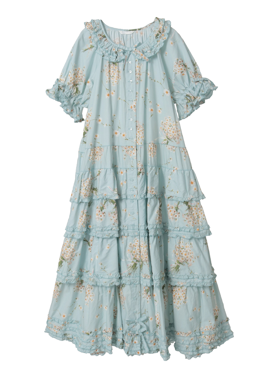 マーガレットブーケプリントワンピース 詳細画像 サックス 1