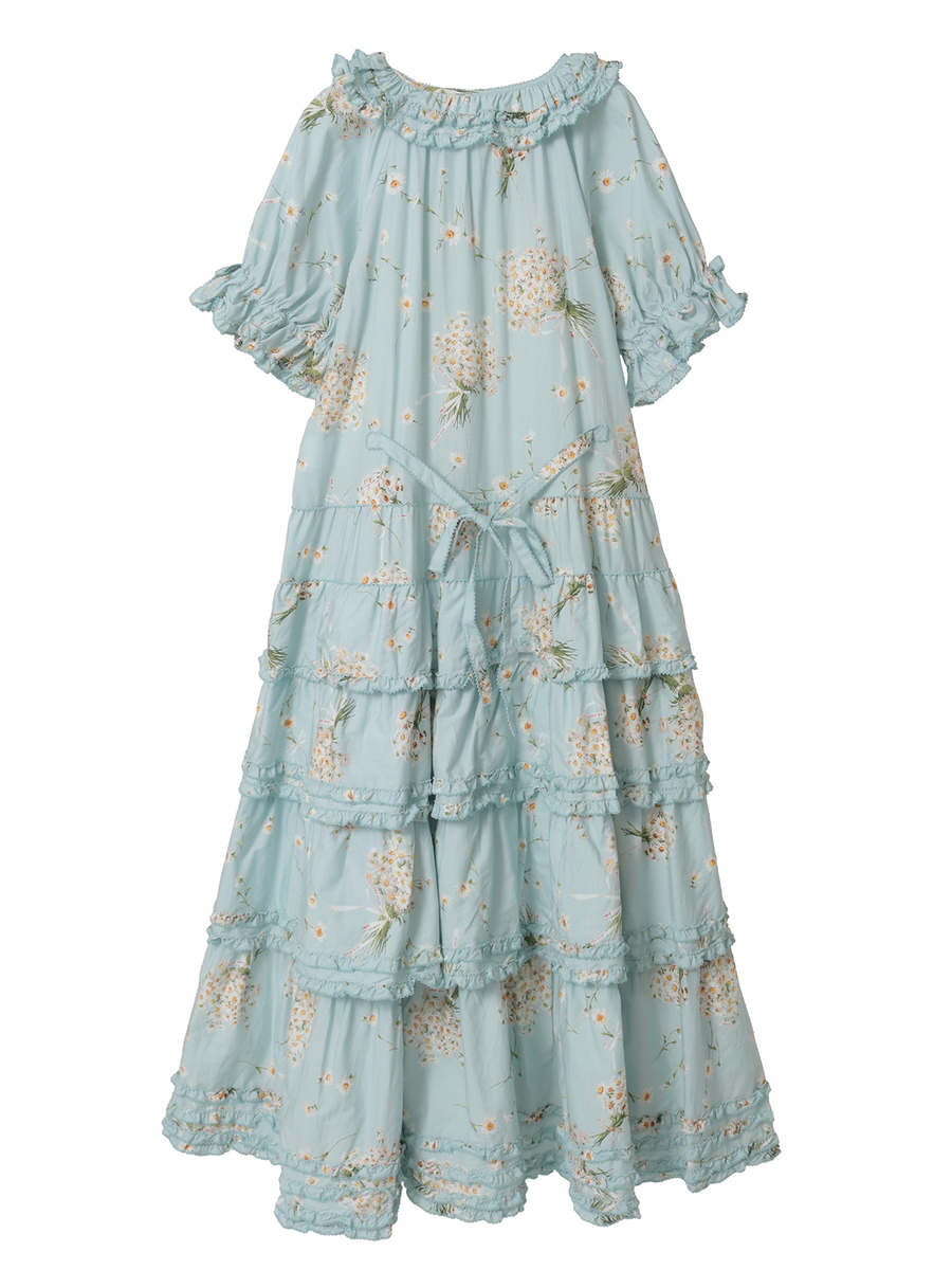 マーガレットブーケプリントワンピース 詳細画像 サックス 2