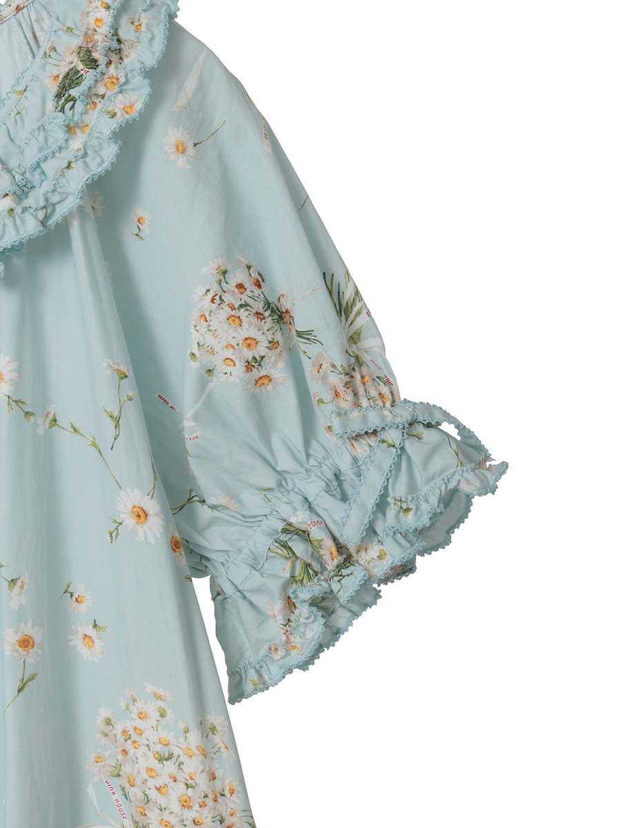 マーガレットブーケプリントワンピース 詳細画像 サックス 4