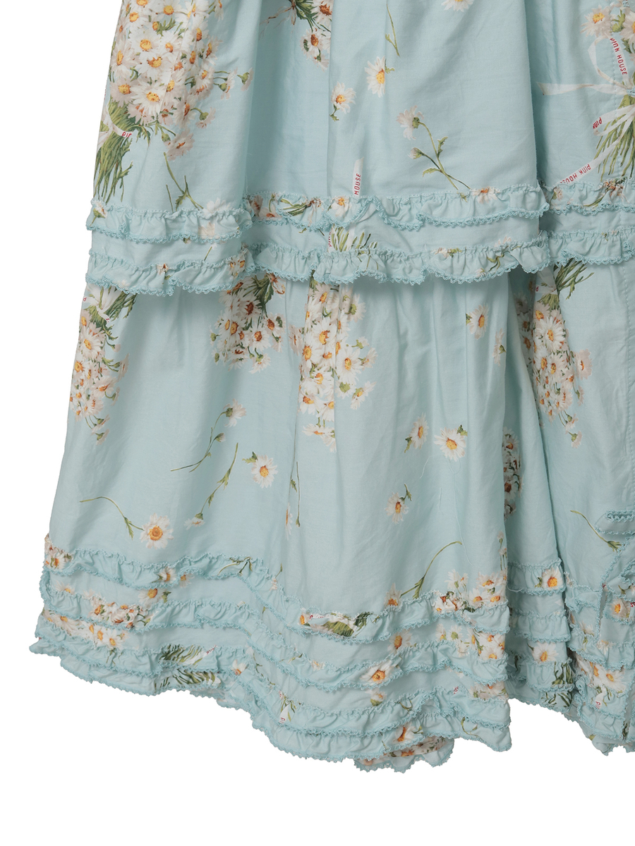 マーガレットブーケプリントワンピース 詳細画像 サックス 5