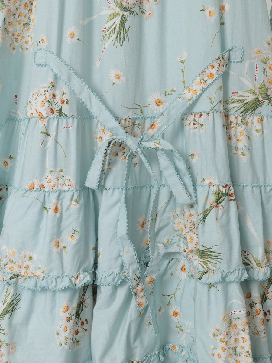 マーガレットブーケプリントワンピース 詳細画像 サックス 6