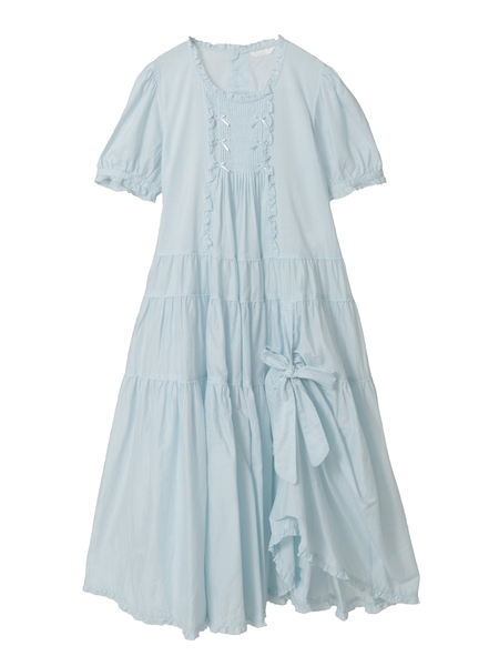 たくし上げリボン付きローンワンピース