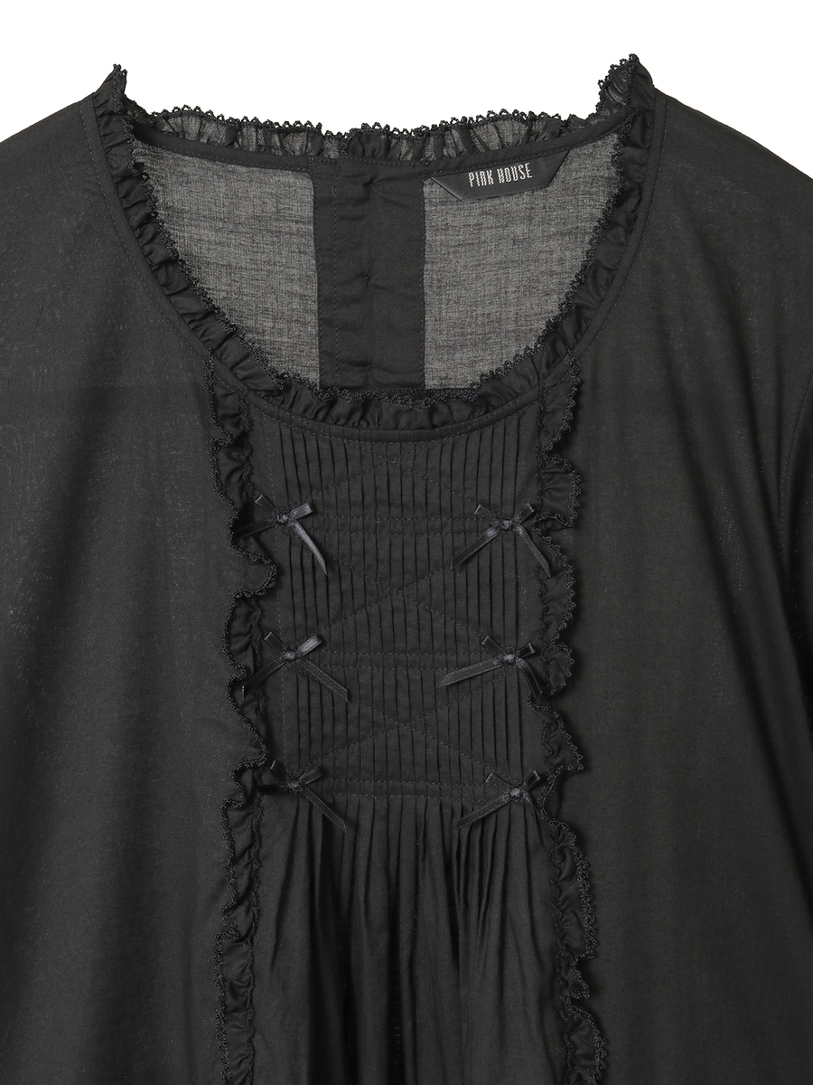 たくし上げリボン付きローンワンピース 詳細画像 サックス 9