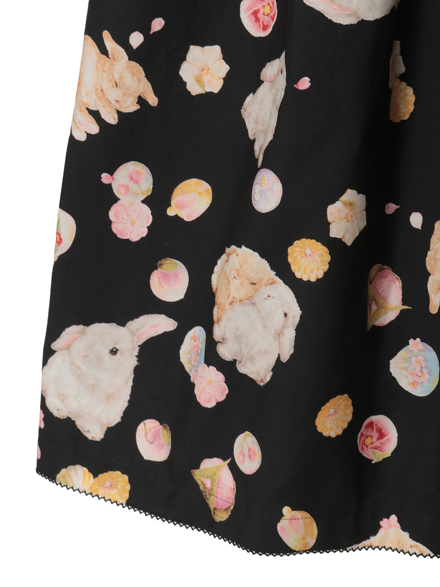 幸見うさぎプリントティアードワンピース 詳細画像 クロ 7