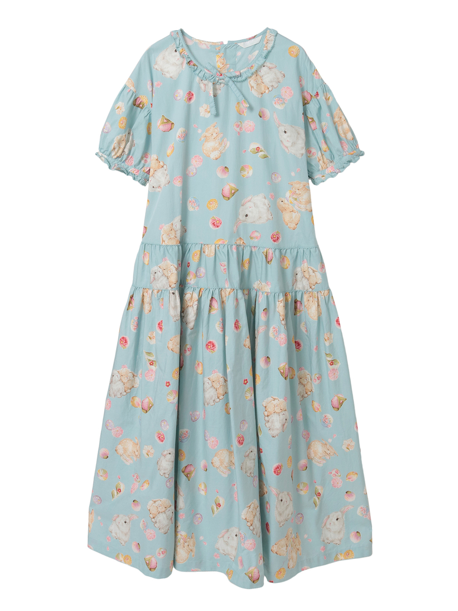 幸見うさぎプリントティアードワンピース 詳細画像 ソライロ 1