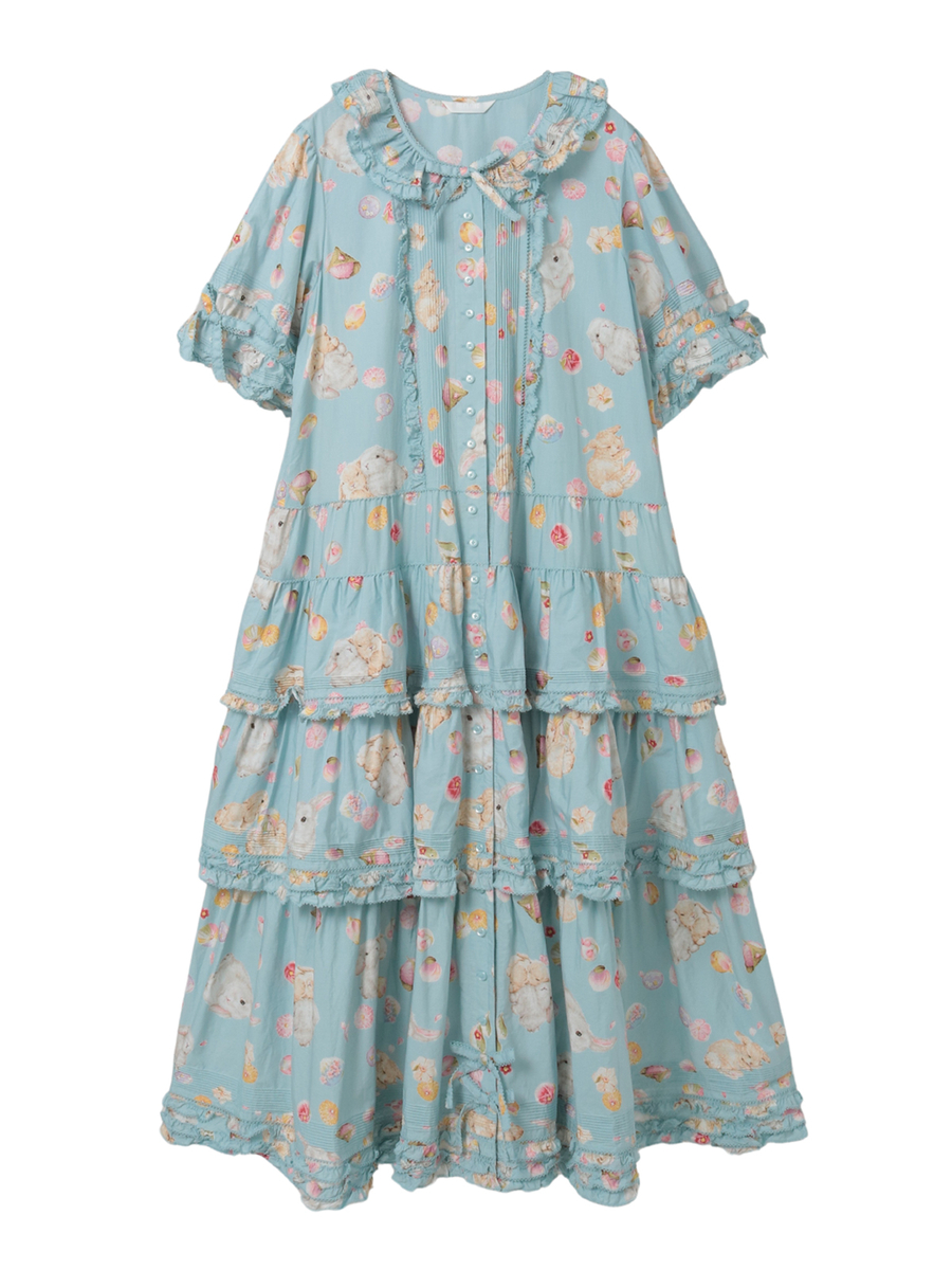 幸見うさぎプリントフリルワンピース 詳細画像 ソライロ 1