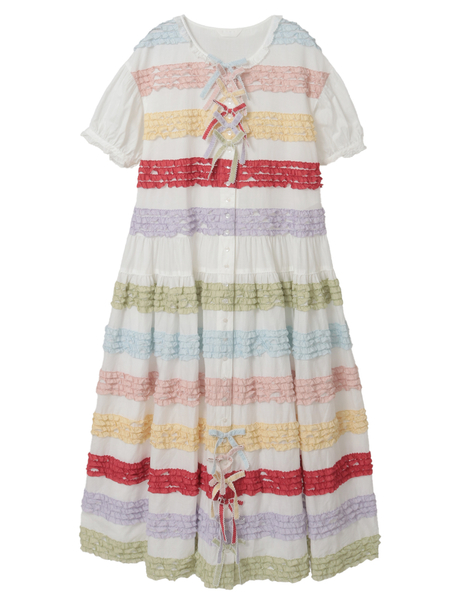 カラフルフリル使いワンピース