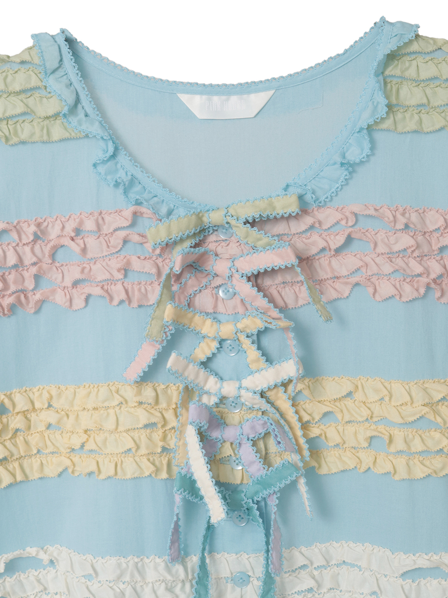 カラフルフリル使いワンピース 詳細画像 シロ 3