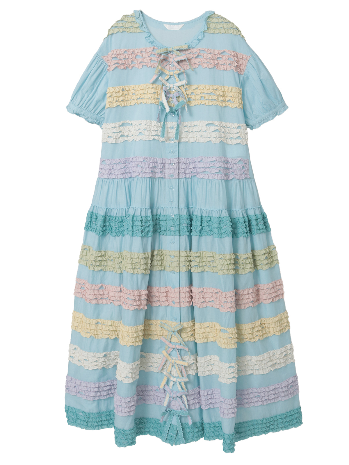 【1度着用のみ美品】 ピンクハウス 襟付きコート ロングワンピース フリル カラフルフリル使いワンピース｜ピンクハウスオフィシャルオンライン