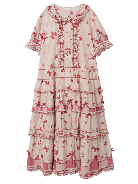 ツインラビットプリントワンピース