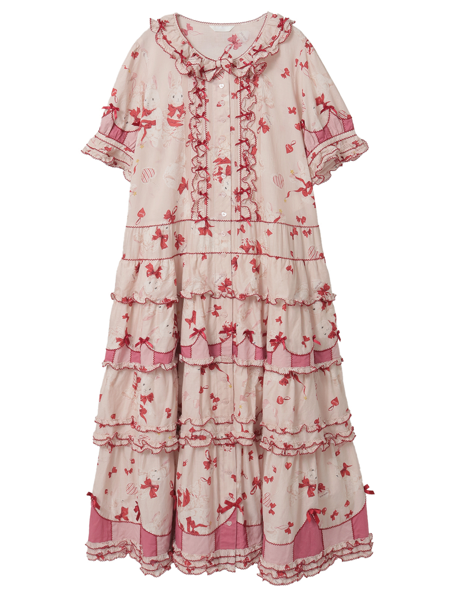 ツインラビットプリントワンピース 詳細画像 イチゴミルク 1