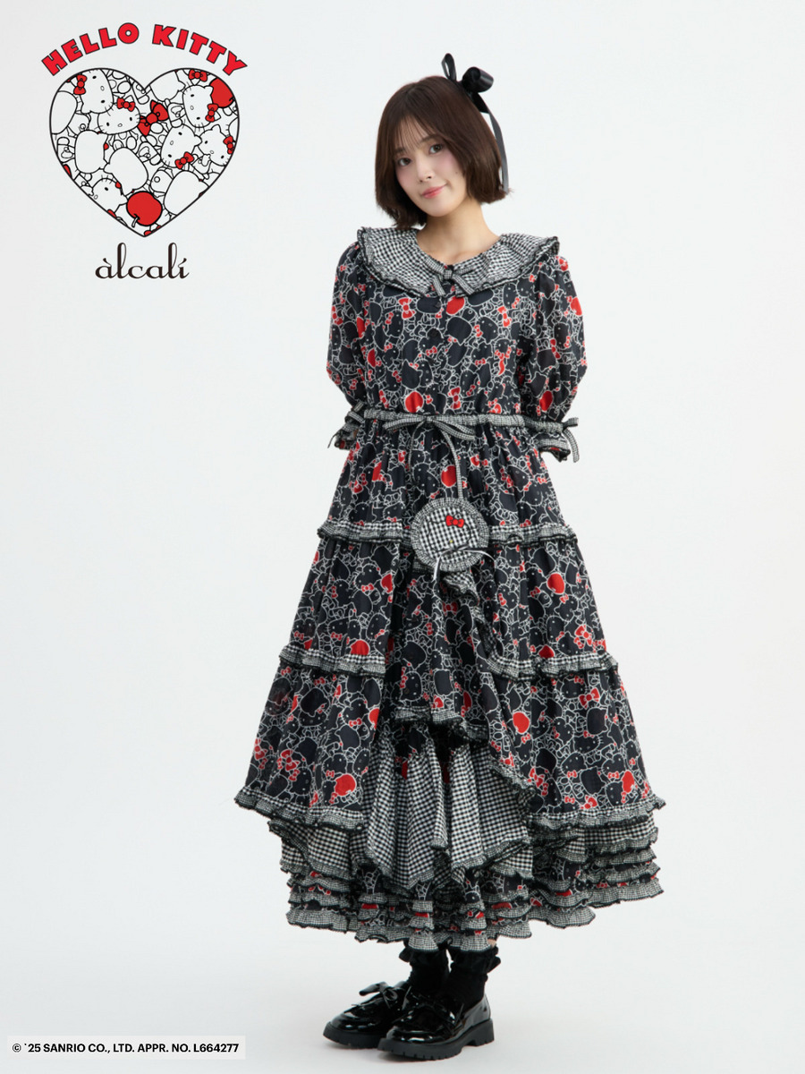 【alcali x HELLO KITTY】コラボレーションワンピースA 詳細画像 ブラック 1