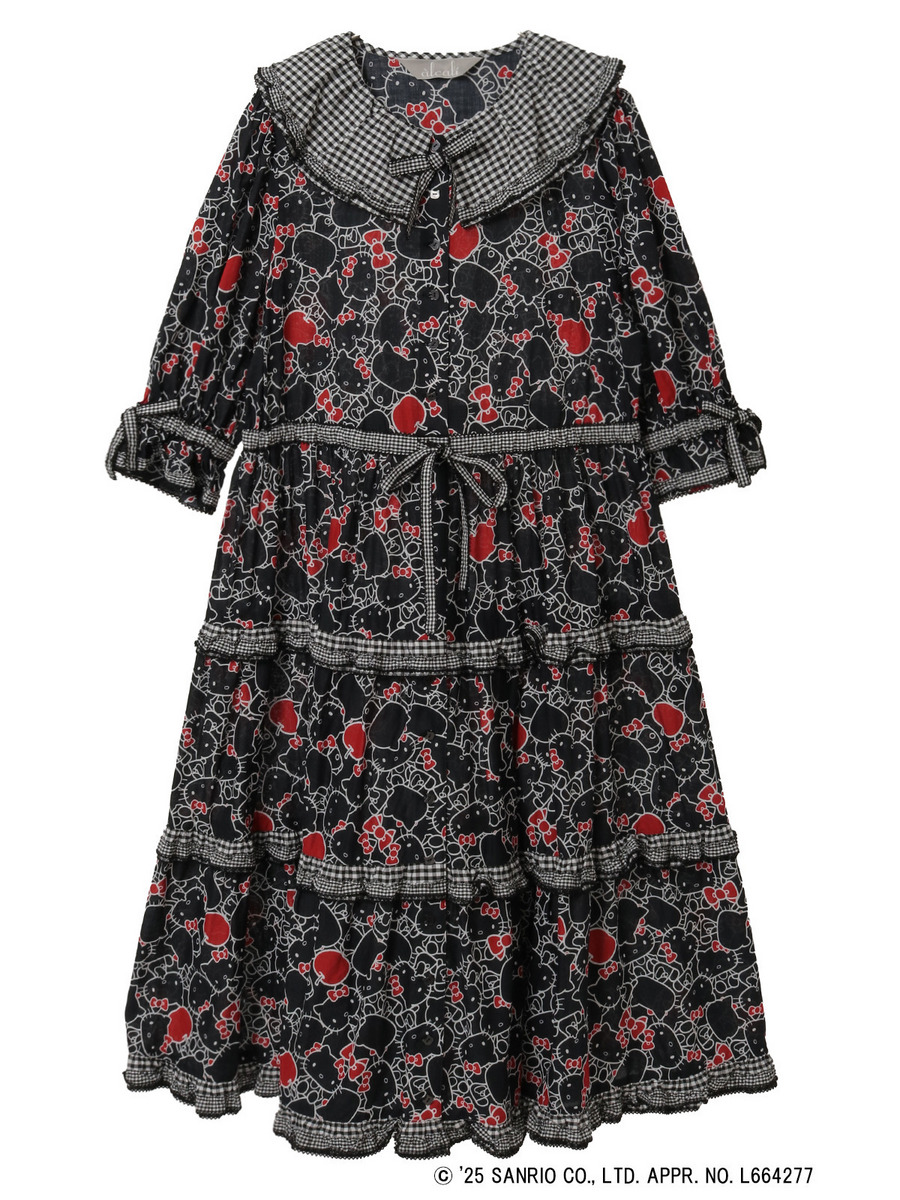 【alcali x HELLO KITTY】コラボレーションワンピースA 詳細画像 ブラック 5