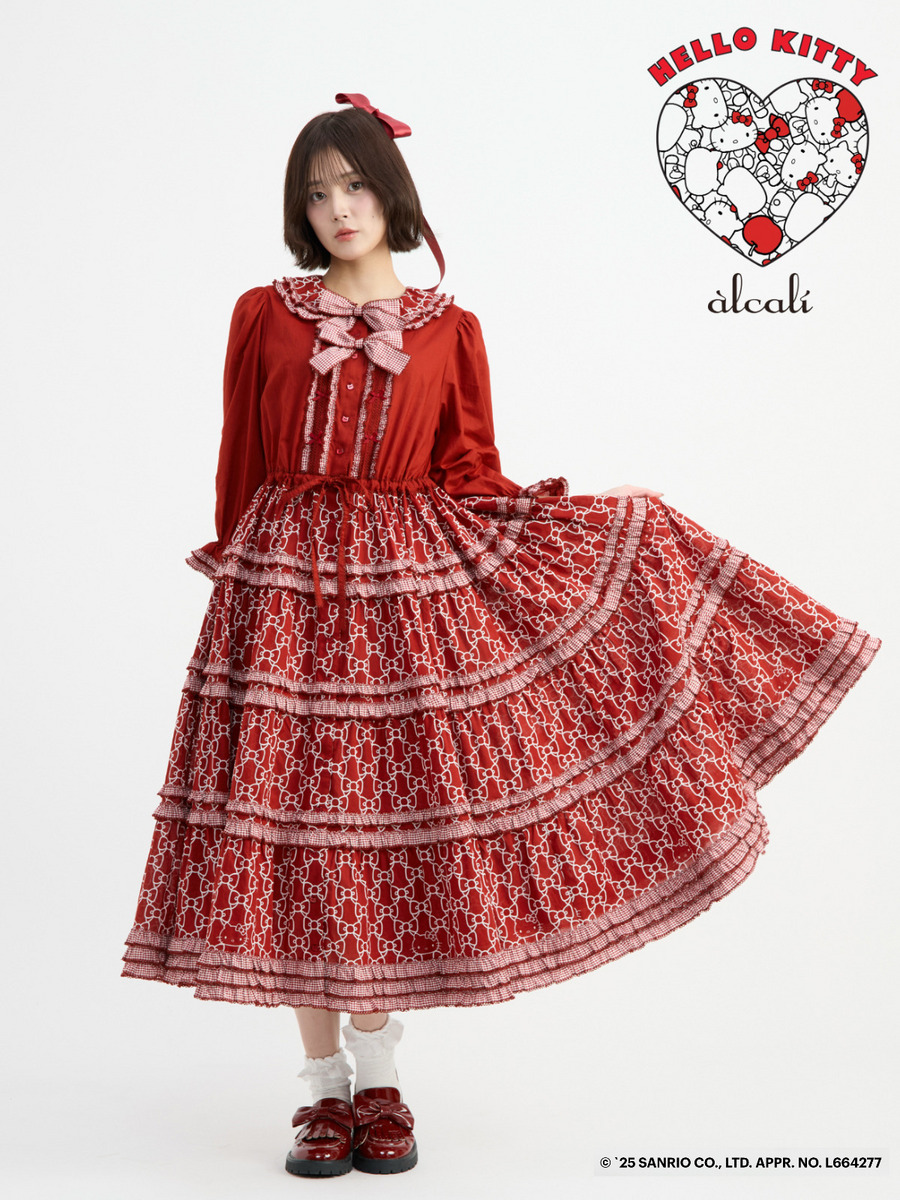 【alcali x HELLO KITTY】コラボレーションワンピースB 詳細画像 レッド 1