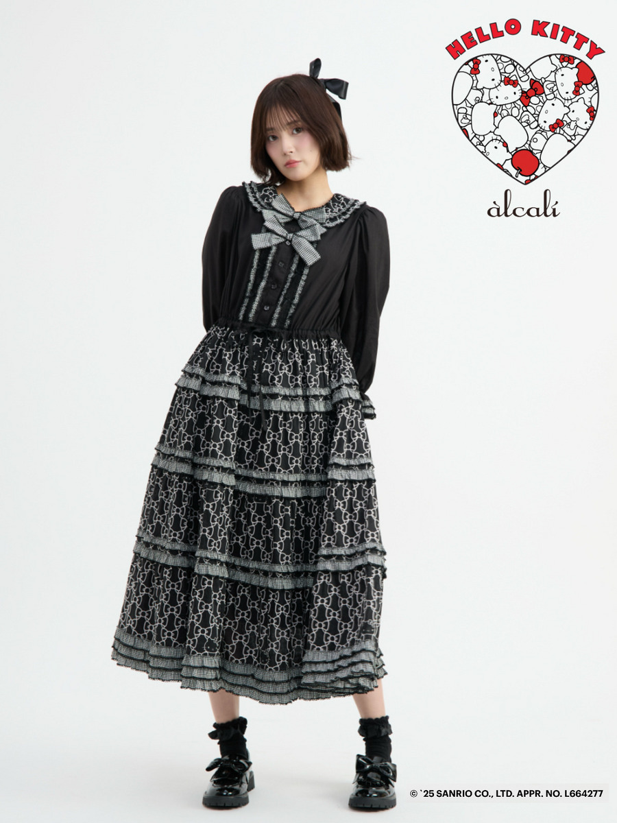 【alcali x HELLO KITTY】コラボレーションワンピースB 詳細画像 ブラック 1