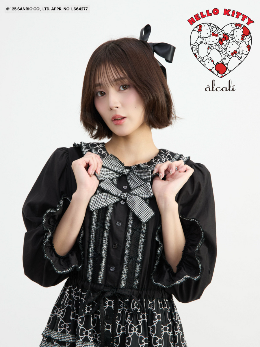 【alcali x HELLO KITTY】コラボレーションワンピースB 詳細画像 ブラック 2