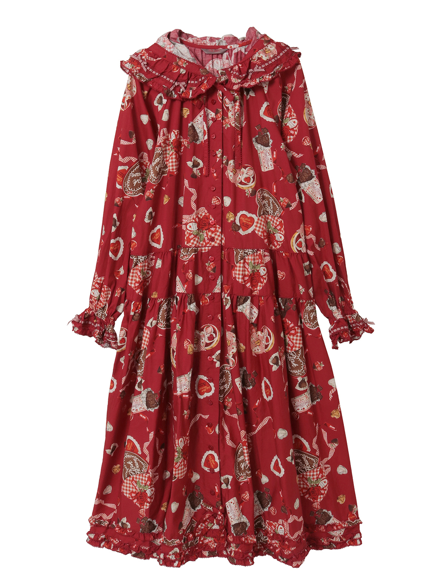 スウィートメモリーズプリントミディワンピース 詳細画像 ベリーレッド 1
