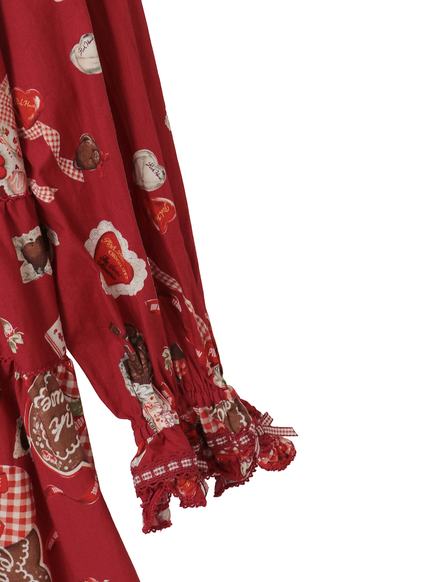 スウィートメモリーズプリントミディワンピース 詳細画像 ベリーレッド 4