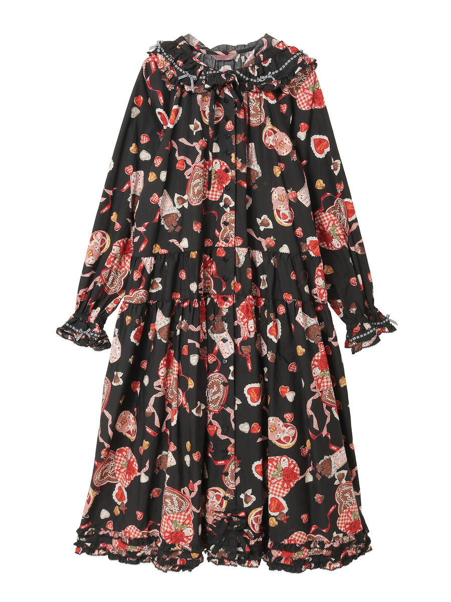 スウィートメモリーズプリントミディワンピース 詳細画像 ブラック 1