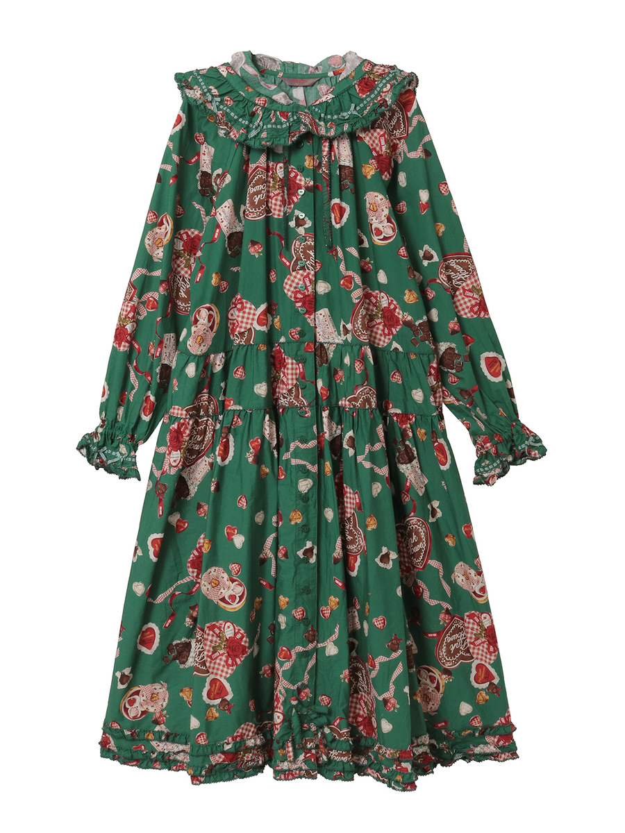 スウィートメモリーズプリントミディワンピース 詳細画像 グリーン 1