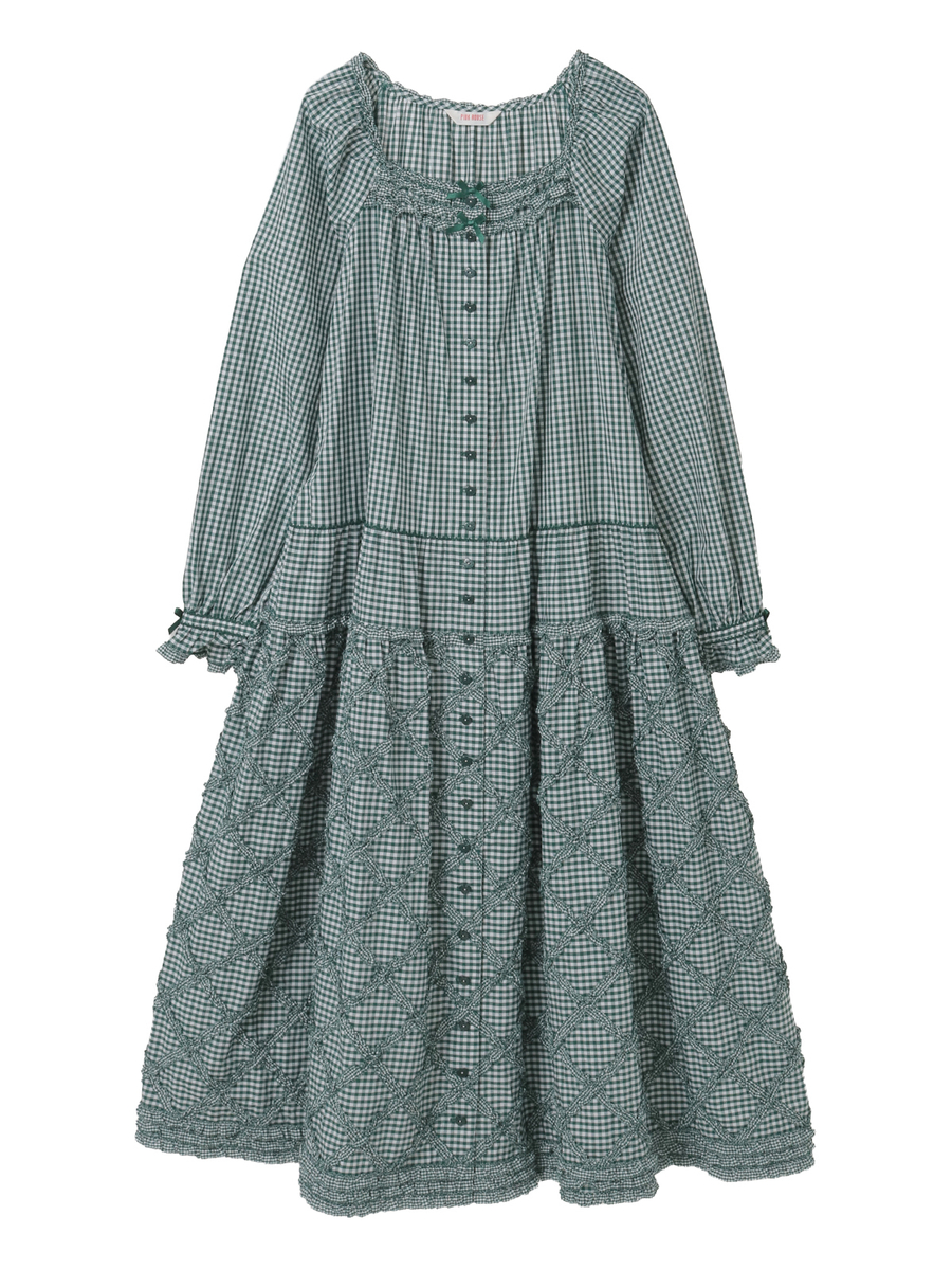 ギンガムチェックミディワンピース 詳細画像 グリーン 1