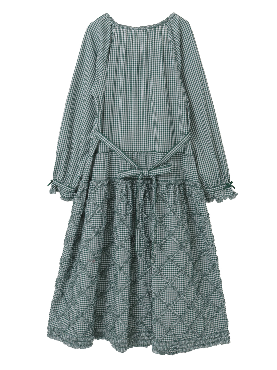 ギンガムチェックミディワンピース 詳細画像 グリーン 2