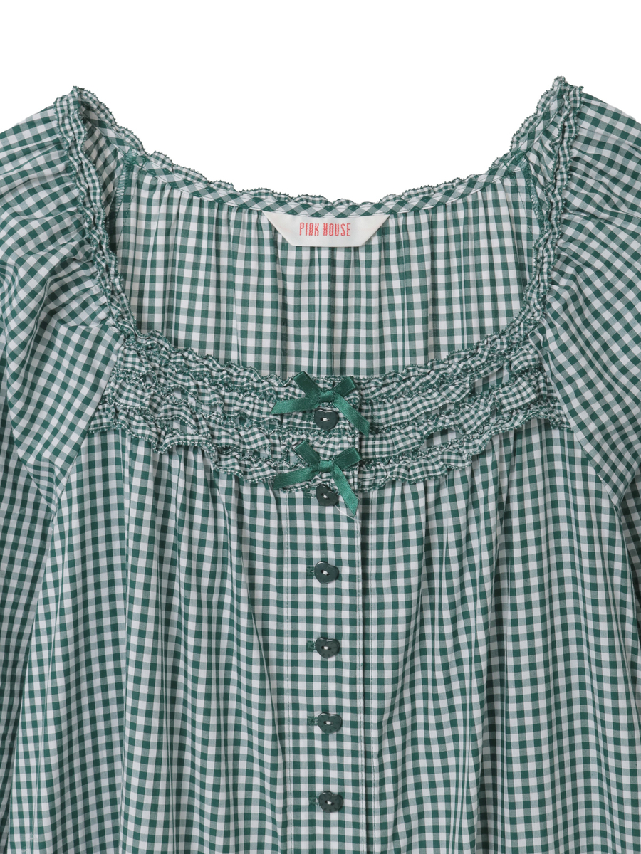 ギンガムチェックミディワンピース 詳細画像 グリーン 3