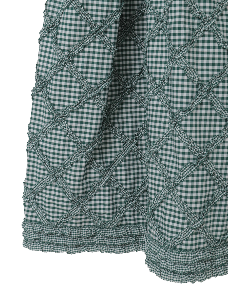 ギンガムチェックミディワンピース 詳細画像 グリーン 5