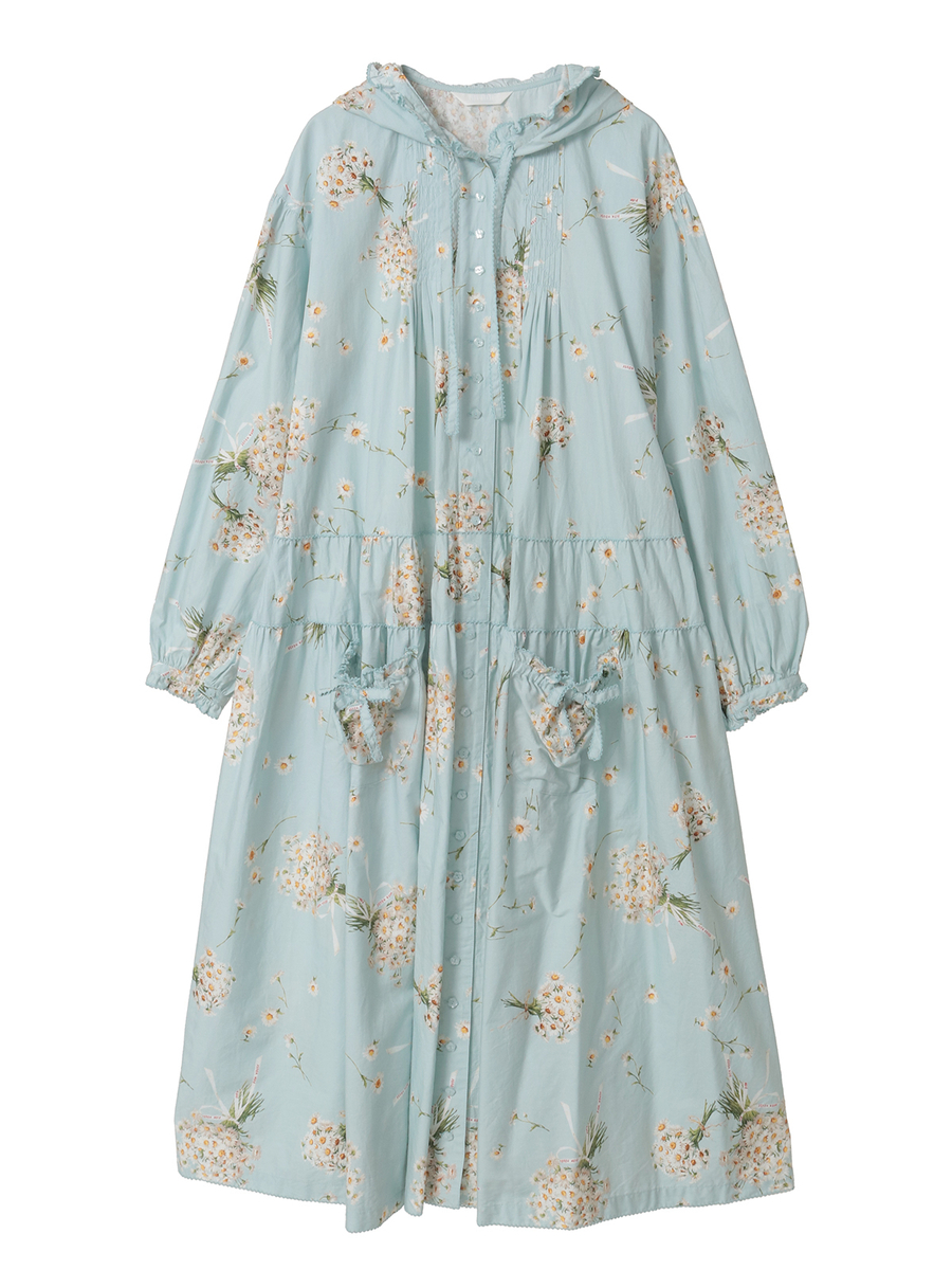 マーガレットブーケプリントミディワンピース 詳細画像 サックス 1