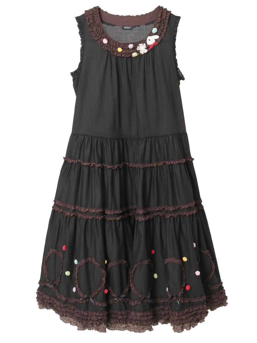 カラフルポップルフリル使いワンピース 詳細画像 クロ 1