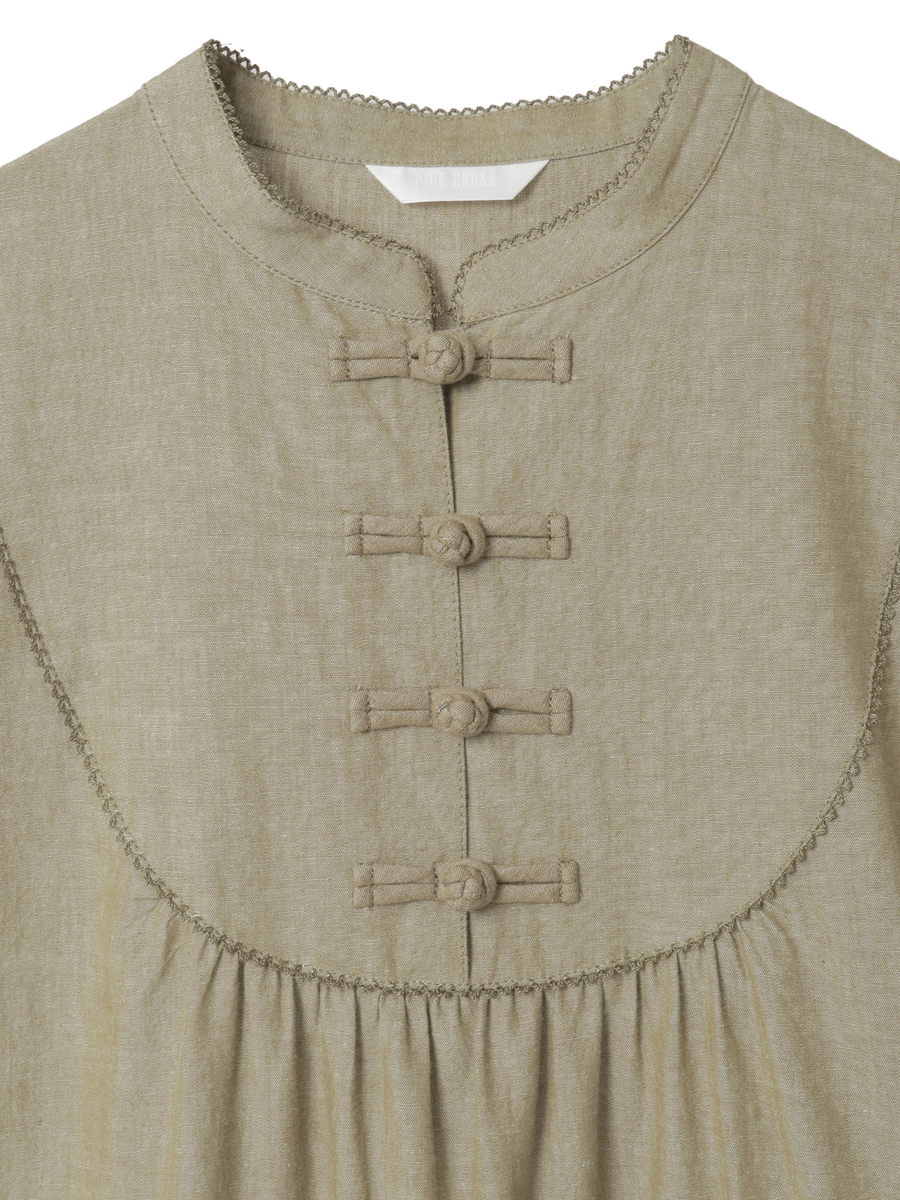 ローンフリル使いダンガリーワンピース 詳細画像 シロ 3