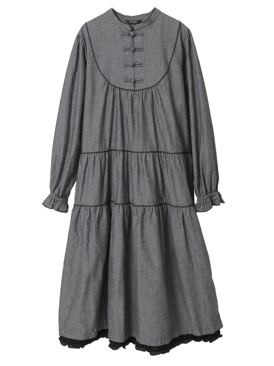 ローンフリル使いダンガリーワンピース 詳細画像 クロ 1